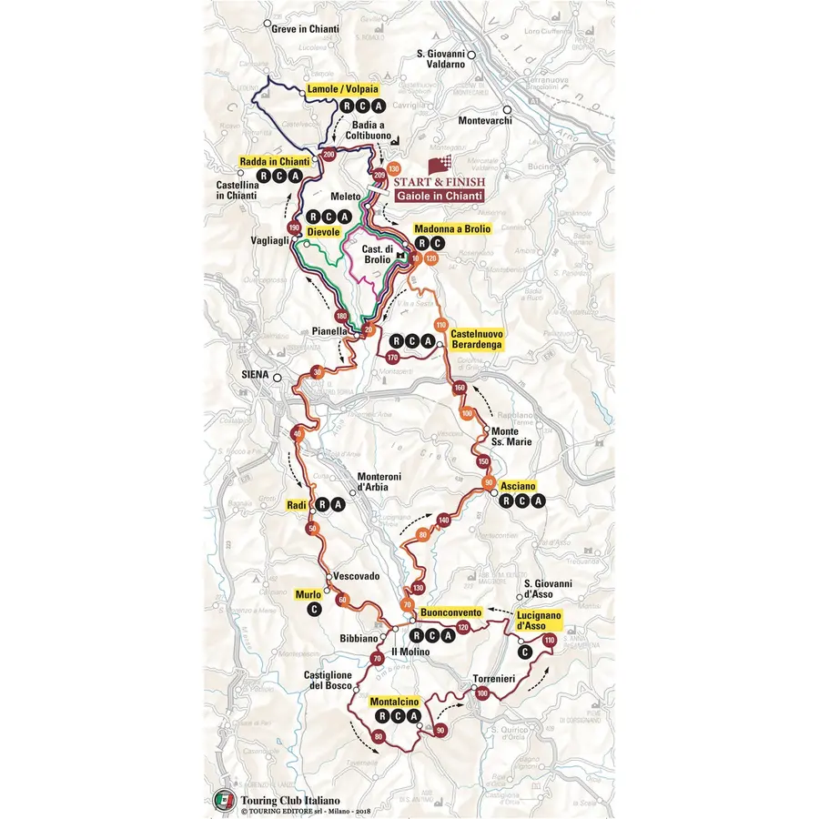 Mappa del percorso dell'Eroica